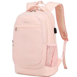 abshoo lightweight travel backpack for school women girls laptop backpack college water resistant daypack bookbag (pink)