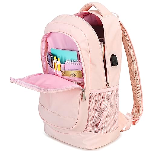 abshoo Lightweight Travel Backpack For School Women Girls Laptop Backpack College Water Resistant Daypack Bookbag (Pink)