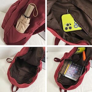 BILIPOPX Aesthetic Backpack Kawaii Cute Simple Vintage Backpack for Men and Women (Brown)