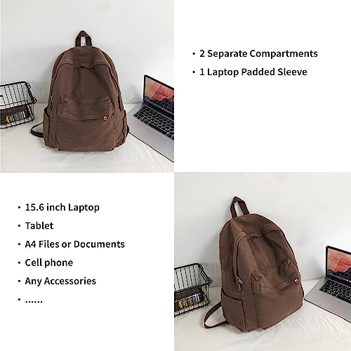 BILIPOPX Aesthetic Backpack Kawaii Cute Simple Vintage Backpack for Men and Women (Brown)