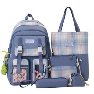 magsky cute backpack 5 set aesthetic backpack kawaii backpack large capacity casual travel mochilas daypacks (blue)