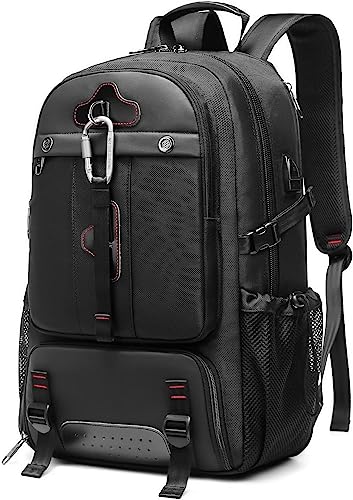 SSWEISIKER Travel Backpack for Men, Large 35L Laptop Backpack with USB Charging Port Fits 15.6 Inch Computer, Waterproof Carry on Bags for Airplanes Hiking Weekender Overnight, Black