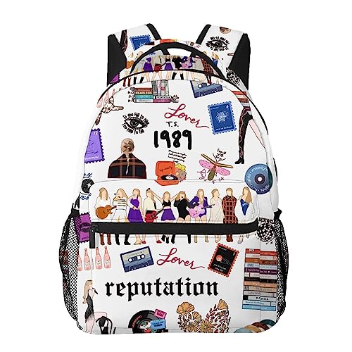 OLDX Taylor Music Swift Printed Backpackreputation Music Album Casual Backpack Cartoon Taylor Poster Backpack Lightweight Large Capacity Travel Laptop Backpack Taylor Fan Birthday Gift