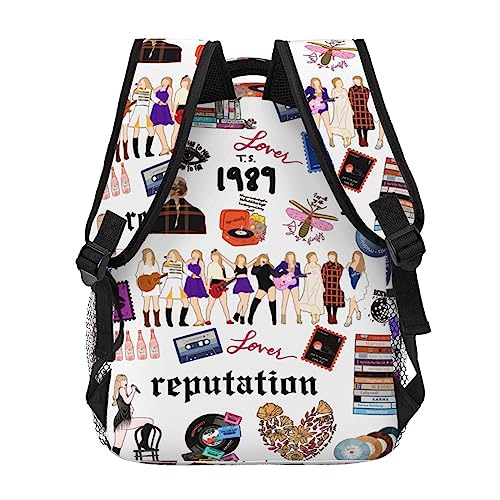 OLDX Taylor Music Swift Printed Backpackreputation Music Album Casual Backpack Cartoon Taylor Poster Backpack Lightweight Large Capacity Travel Laptop Backpack Taylor Fan Birthday Gift