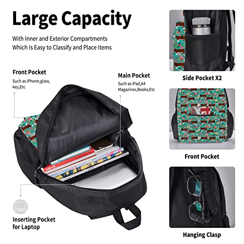 JZDACH Backpack Set Compatible With Hereford Cow Cattle Floral Bookbag With Lunch Bags And Pencil Case For Unisex