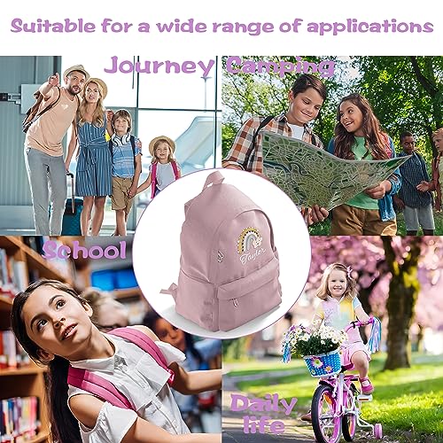 Dipopizt Custom Backpack for Girls and Boys with Name Rainbow Embroidery Print, Personalized Back to School Backpack for Kids First Day of School, Casual Backpack for Child