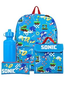 sonic the hedgehog backpack set | backpack, lunchbag, pencil case, water bottle | kids backpack | blue