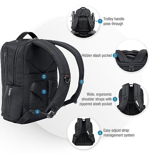 EVERKI Studio Expandable Laptop Backpack – Bag Made from Plastic Bottles for Up to 15-inch Laptop/MacBook, Black