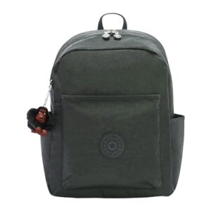 kipling women's bennett, lightweight, minimal, nylon laptop backpack, black tonal, 12''l x 15''h x 6.25''d (jaded green tonal)