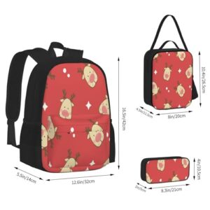 MAINI Game Backpack Cartoon Backpack 3-Piece School Bag With Lunch Bag And Pencil Box For Teen Children