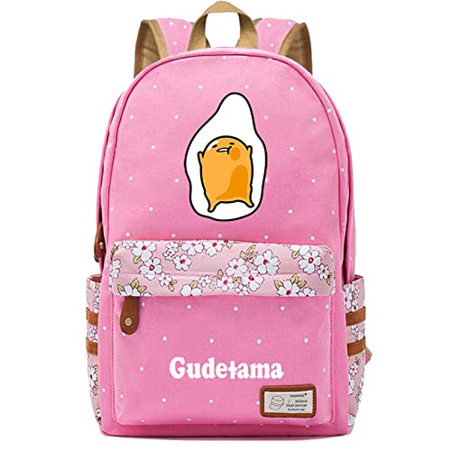 SORVA Teen Student Gudetama Laptop Bookbag Wear Resistant Canvas Knapsack Waterproof Travel Outdoor Daypack for Youth