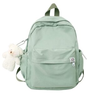 kawaii backpack with cute accessories kawaii aesthetic backpack with bag charm available in pastel colors (green)