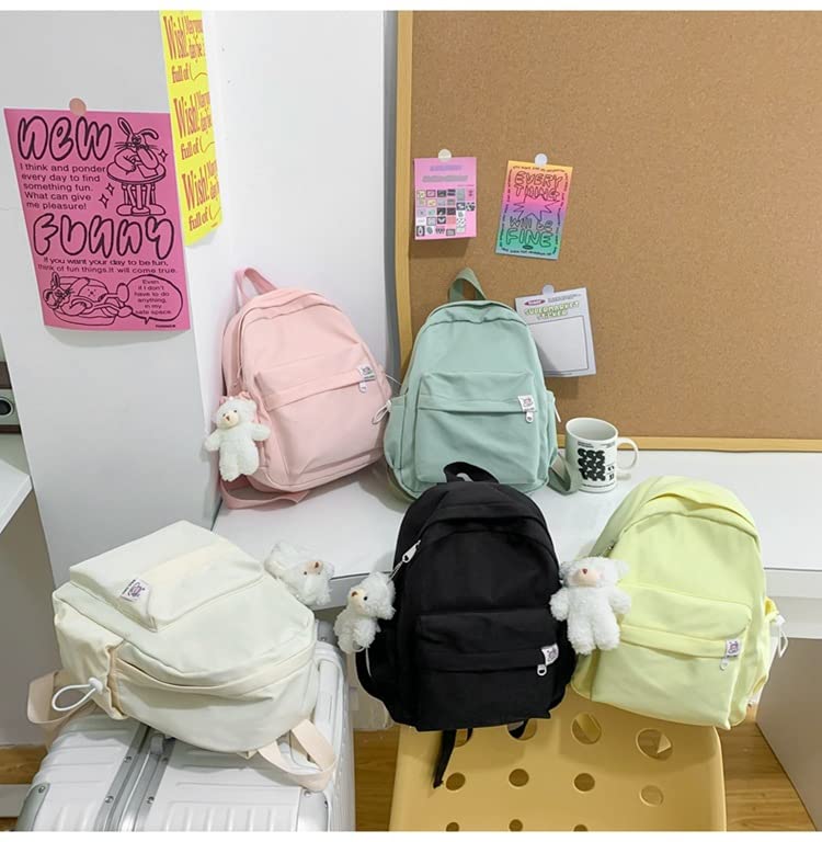 Kawaii Backpack with Cute Accessories Kawaii Aesthetic Backpack with Bag Charm Available in Pastel Colors (Green)