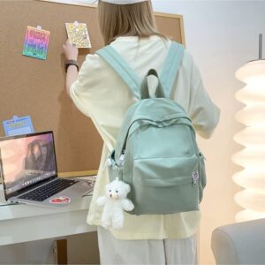 Kawaii Backpack with Cute Accessories Kawaii Aesthetic Backpack with Bag Charm Available in Pastel Colors (Green)