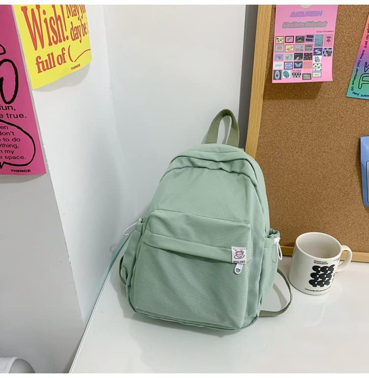 Kawaii Backpack with Cute Accessories Kawaii Aesthetic Backpack with Bag Charm Available in Pastel Colors (Green)