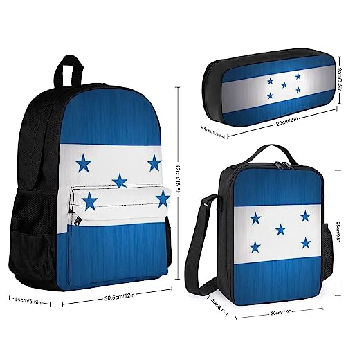 Supdreamc 3 Piece Daypack Big Capacity Shoulder Bag Backpack for Travel Running - Honduras Flag Art, Adult, Travel Sport Backpack