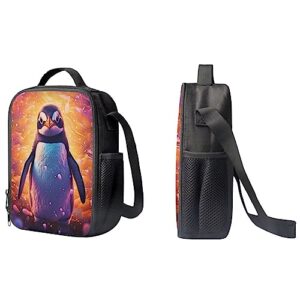 Cute Penguin School Bag For Kids Backpack With Lunch Bag and Pencil Bag, Cool Magical Animal Bag For Children Boys and Girls Bookbag
