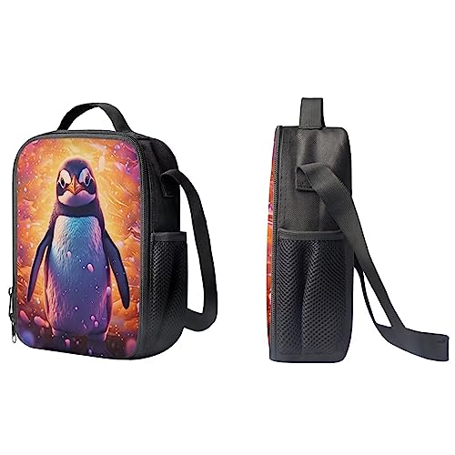 Cute Penguin School Bag For Kids Backpack With Lunch Bag and Pencil Bag, Cool Magical Animal Bag For Children Boys and Girls Bookbag