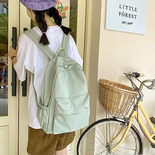 ZOVALI Difa Backpack, Difa Bear Backpack, Difa Canvas Backpack, Cute Aesthetic Backpack, Travel Laptop Backpack (Green)