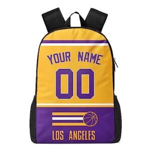 los angeles custom backpack high capacity,add personalized name and number, backpack for men women,basketball bags for teenagers