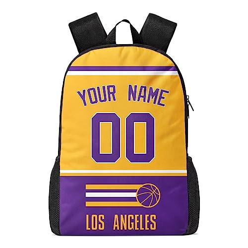 Los Angeles Custom Backpack High Capacity,Add Personalized Name And Number, Backpack for Men Women,Basketball Bags for Teenagers