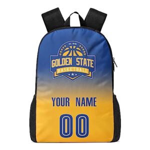 golden state custom backpack high capacity,add personalized name and number, backpack for men women,basketball bags for teenagers