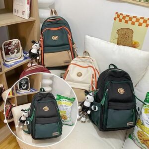 srdmuph Kawaii Backpack with Cute Accessories Pendant Travel Casual Daypack Large Outdoor Laptop Bag Waterproof (Black)
