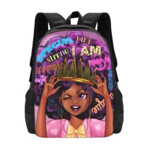 Afro Black Women Backpack African Women Laptop Shoulder Bag African Bookbag for Women Men Cute Lightweight Durable for Sports Picnic Travel Office Casual Daypack 17 Inch