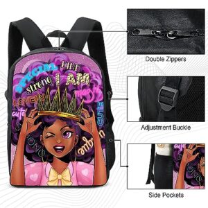 Afro Black Women Backpack African Women Laptop Shoulder Bag African Bookbag for Women Men Cute Lightweight Durable for Sports Picnic Travel Office Casual Daypack 17 Inch