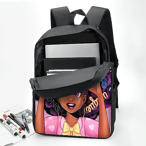 Afro Black Women Backpack African Women Laptop Shoulder Bag African Bookbag for Women Men Cute Lightweight Durable for Sports Picnic Travel Office Casual Daypack 17 Inch