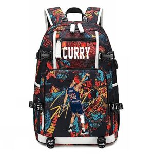 ansigeren no. 30 basketball player star multifunctional backpacks sports fan bookbag travel student backpack (s2)
