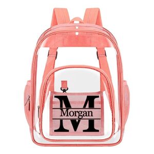 Personalized Clear Backpack with Name Custom Clear Bookbag Customized Any Text PVC Heavy Duty Transparent Backpack, Gifts