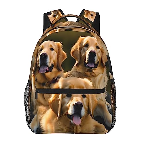 Djnni Golden Retrievers Light Leisure Backpackmulti-Purpose Backpack,Unisex,Suitable For Working Tours Outdoor Activities