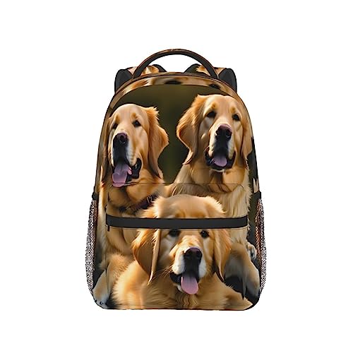 Djnni Golden Retrievers Light Leisure Backpackmulti-Purpose Backpack,Unisex,Suitable For Working Tours Outdoor Activities