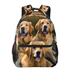 Djnni Golden Retrievers Light Leisure Backpackmulti-Purpose Backpack,Unisex,Suitable For Working Tours Outdoor Activities