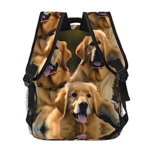 Djnni Golden Retrievers Light Leisure Backpackmulti-Purpose Backpack,Unisex,Suitable For Working Tours Outdoor Activities