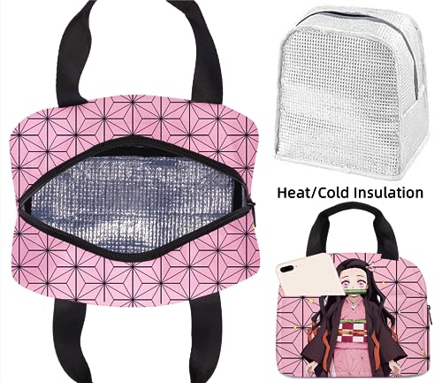 XIXISA 16" Nezuko Laptop Backpack with Lunch Box Bag Anime Shinobu Laptop Backpacks (Nezuko)