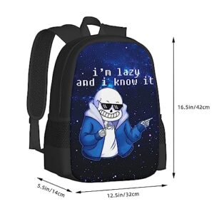 Wiqodme Un-der_tale Sans Backpack Men Women Computer Bag Laptop Daypack for Casual Travel