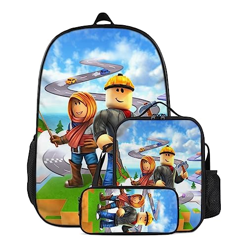 BENGUA 3 Pcs Backpack for Boys Women Casual Bag Daypack with Insulated Lunch Box Pencil Case Box Pouch for Work Travel Outdoor