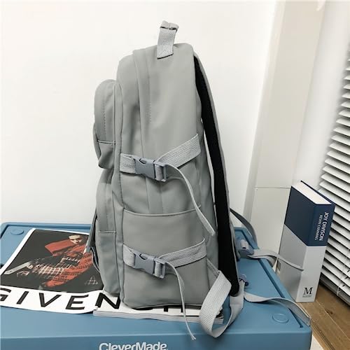 DUNBRI Fashion Men Backpack Waterproof Nylon Rucksack Bag Kawaii Women Bag High Capacity Travel Bag Side Pockets (Blue)
