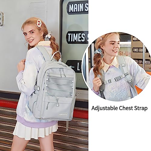 Verdancy Kawaii Backpack for Teens School College Students Travel Checkered Aesthetic Bookbag Schoolbag Casual Daypack (White, Small-Fit 14" Laptop)