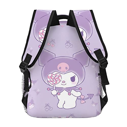 RODES Cute Kurromi Pattern Print Backpack Anime Backpack Lightweight Travel Backpack Laptop Backpack Purple Daypack Women Birthday Gift With Keychain