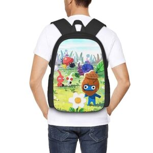 RACEK Durable Anime Backpacks Novelty 3D Printed Laptop Backpack Travel Camping Hiking Daypack Pik-min Shoulders Bag For Men Women