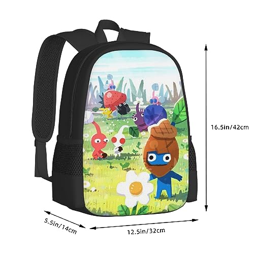 RACEK Durable Anime Backpacks Novelty 3D Printed Laptop Backpack Travel Camping Hiking Daypack Pik-min Shoulders Bag For Men Women