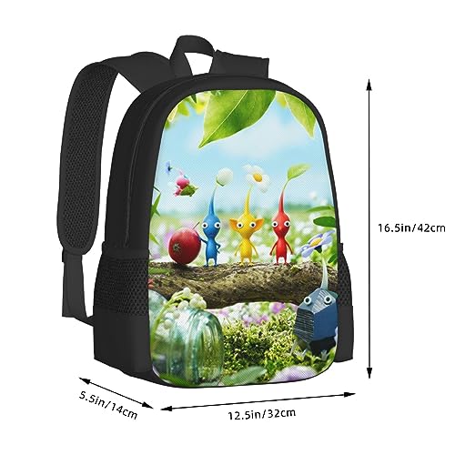 RACEK Lightweight Laptop Backpack Pik-min Rucksack 3D Printed Anime Travel Casual Adjustable Straps Daypack For Men Women