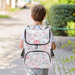 Sletend Backpack Cute Sheep and Cotton Candy School Backpack Travel Hiking Large Capacity Causal Daypack Bookbag Laptop Schoolbag with Reflective Tape for Boys Girls Adults