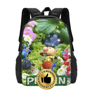 racek fashion game pik-min backpack cartoon lightweight travel computer bag casual daypack cute daybag with adjustable straps for unisex