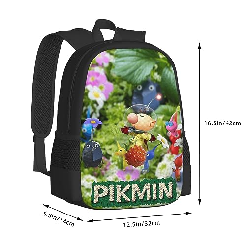 RACEK Fashion Game Pik-min Backpack Cartoon Lightweight Travel Computer Bag Casual Daypack Cute Daybag With Adjustable Straps For Unisex