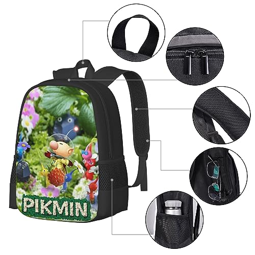 RACEK Fashion Game Pik-min Backpack Cartoon Lightweight Travel Computer Bag Casual Daypack Cute Daybag With Adjustable Straps For Unisex