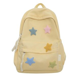 mininai y2k aesthetic backpack preppy backpack cute trendy star backpack laptop backpack back to college supplies (yellow,one size)